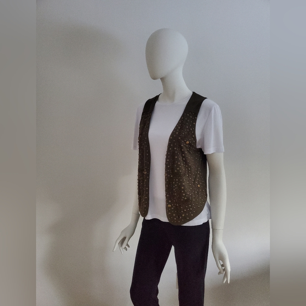 Vintage 80's Stylish Olive Green Vest